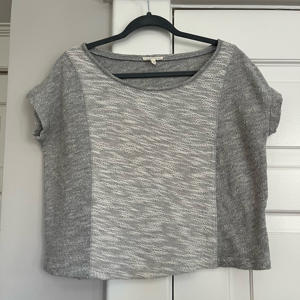 PRICE DROP! Eileen Fisher Grey Boxy Two Tone Cotton Knit Top T-Shirt